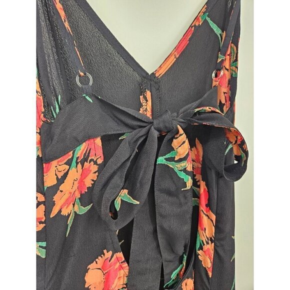 New Flynn Skye Black Floral Kennedy Maxi Dress Women XS Spaghetti Strap Slit - Picture 7 of 10